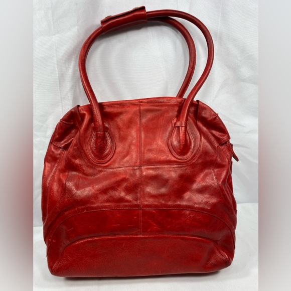 Sonya Kashmiri Bowling Satchel Italian Vegetable Tanned Ethically Sourced RED - Picture 1 of 16
